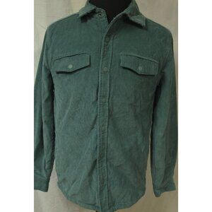 George Mens Small 34-36 Green Teal Sherpa Lined Snap Corduroy Shirt Jacket